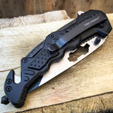 8.25" Tac Force Black MILITARY TANTO Rescue Spring Open Assisted Pocket Knife
