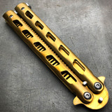 GOLD Butterfly Balisong Trainer Knife Training Comb Blade Stainless Practice