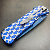 8" HEARTS TACTICAL Combat Spring Assisted Open Folding Pocket Knife BLUE Tool