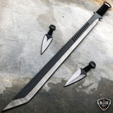 27" Ninja Sword TANTO BLADE Machete w/ 2 Throwing Knife Full Tang 