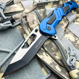 8.25" Tac- Force Blue MILITARY TANTO Rescue Spring Open Assisted Pocket Knife