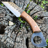 *Custom Engraving* 9.5" Hand Forged Ring Seax Carbon Steel Cleaver Hunting Knife Fixed Blade w Wood