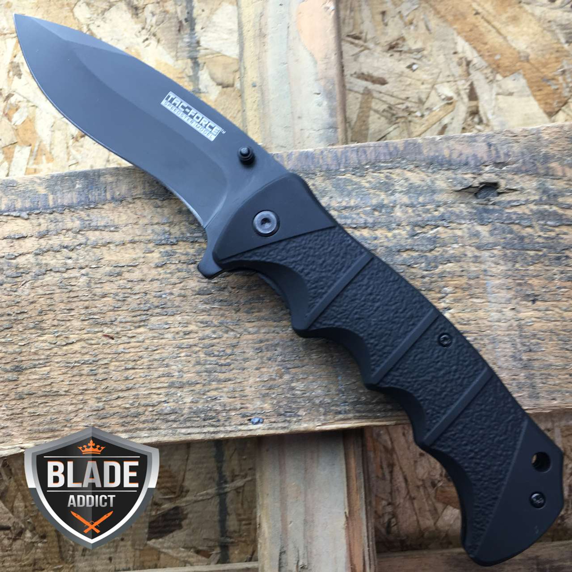 TAC FORCE Spring Assisted Opening BLACK TACTICAL Pocket Knife Folding ...