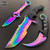 3 PC Rainbow Fade Tactical Hunting Fixed Blade Knife Karambit Set Wrench Tool