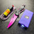 Purple Stun Gun Flashlight + Pocket Knife + Pepper Spray Self Defense