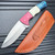 Fixed Satin Finish Stainless Blade Knife with Red Wood, White Bone and Blue Wood Handle