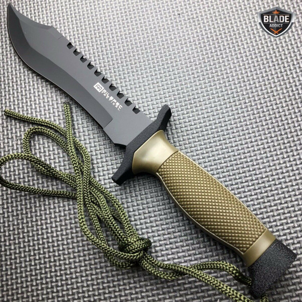 12" TACTICAL BOWIE SURVIVAL HUNTING KNIFE w/ SHEATH MILITARY Combat Fixed Blade