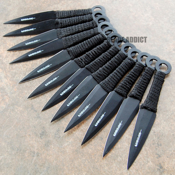 3PC 8 Blue Ninja Combat Kunai Throwing Knives Set Hunting + Case -  MEGAKNIFE