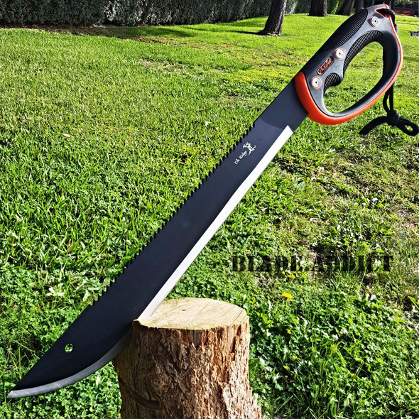 27 Full Tang Tactical Combat Ninja Sword Machete Katana Black W Nylon Sheath Megaknife 8420