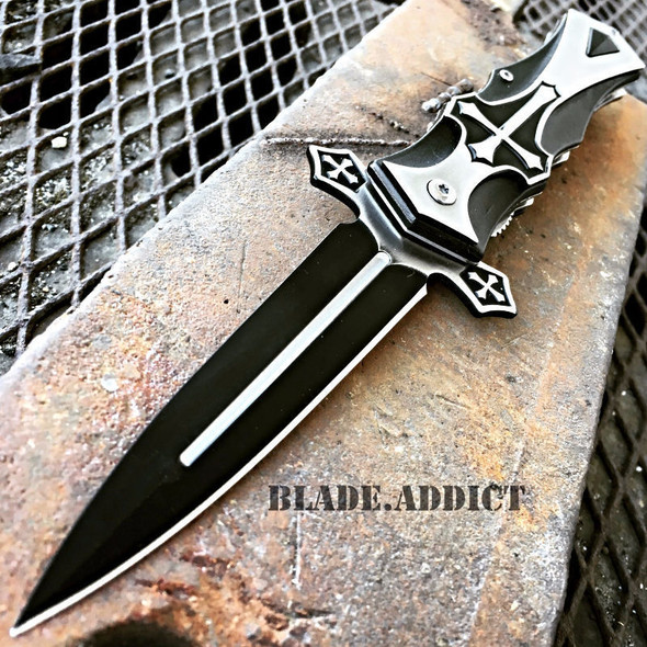 TAC-FORCE Crusader Cross Spring Assisted Pocket Knife Black