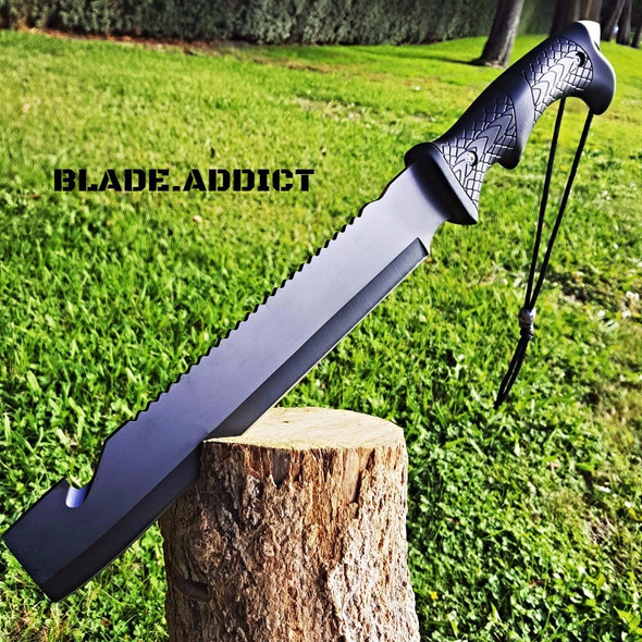 16" MACHETE GUT HOOK FIXED BLADE HUNTING KNIFE