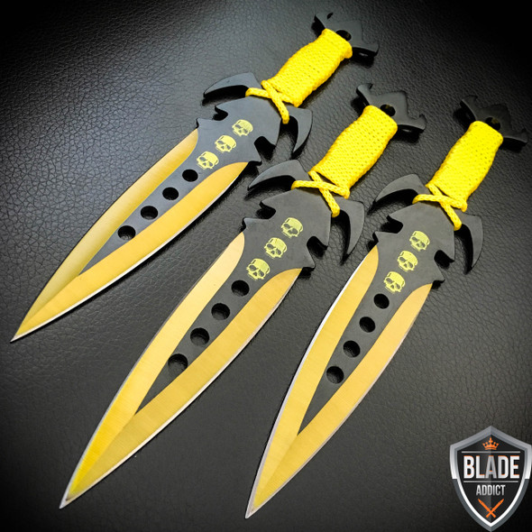 3 Pc 8 Zombie Killer Ninja Tactical Throwing Knife Set w/ Sheath Combat  Kunai - MEGAKNIFE