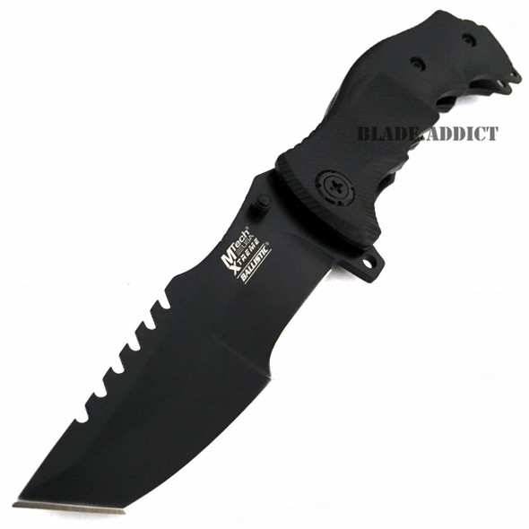 Black Ballistic Switch Blade Pocket Knife - MEGAKNIFE