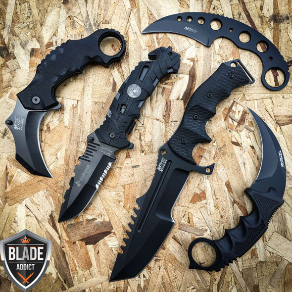 8PC BLACK REAPER TACTICAL KNIFE SET - MEGAKNIFE