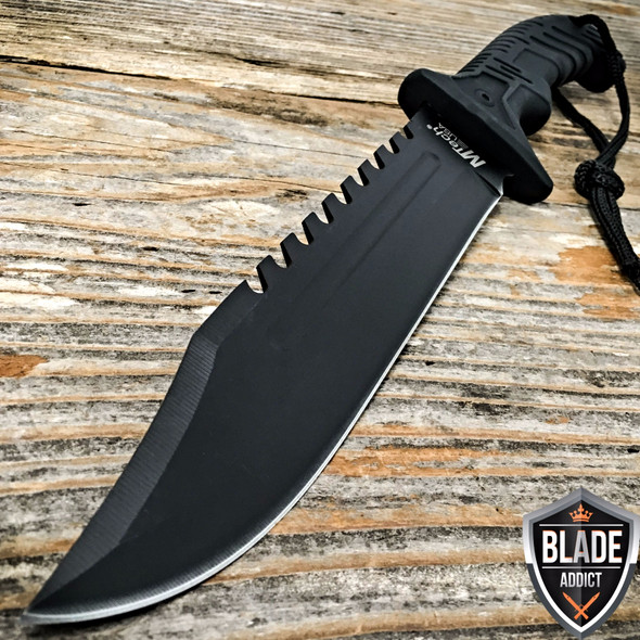 13" MTECH BLACK TACTICAL SURVIVAL Rambo Hunting FIXED BLADE KNIFE Army Bowie Tool 