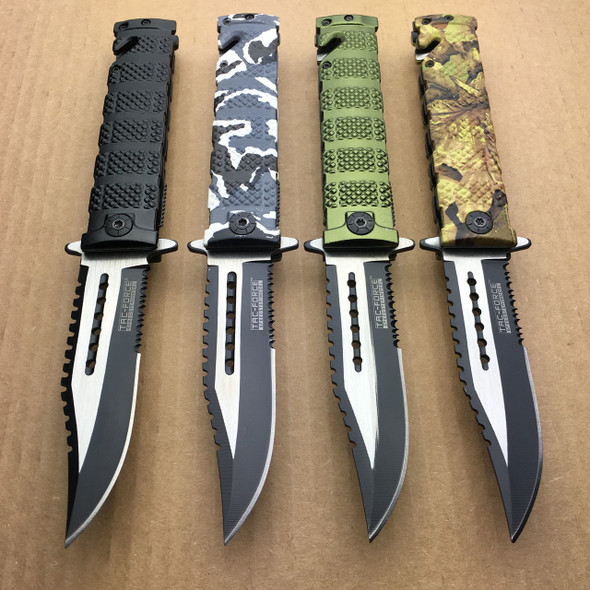 TAC FORCE Spring Assisted Open SAWBACK BOWIE Tactical Rescue Pocket ...