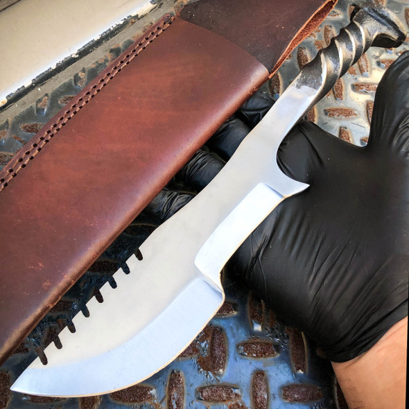 Hand Forged Railroad Spike Carbon Steel Hunting Tanto Tracker Knife Fixed Blade