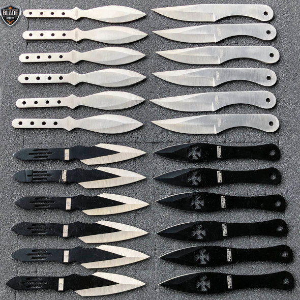 24PC MIXED Ninja Hunting KNIVES Tactical Naruto Kunai Throwing Knife Set w Case