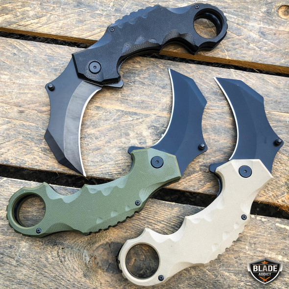 TACTICAL Spring Assisted Open G10 KARAMBIT Claw Folding Pocket Knife Blade NEW