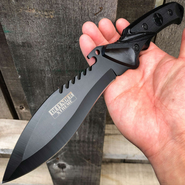11" Black Tactical Full Tang Survival Military Army Fixed Blade Hunting Knife