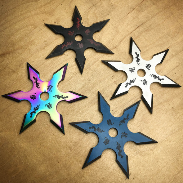 4 PC Dragon Shuriken Throwing Ninja Stars-5P2-SI20712