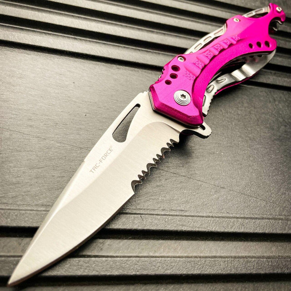 8 TAC FORCE MILITARY PINK SPRING ASSISTED TACTICAL FOLDING KNIFE Blade Pocket