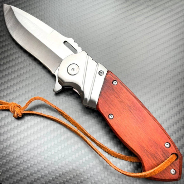 8.25" GENTLEMENS WOOD SPRING OPEN ASSISTED FOLDING POCKET KNIFE NEW