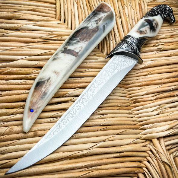 13" Fantasy Eagle Head Fixed Blade Dagger Tactical Outdoor Hunting Knife Gift