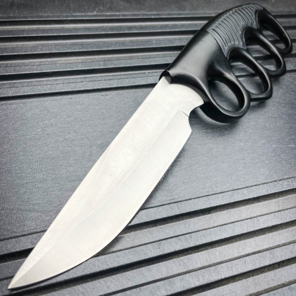 9.5" Military Knucklebuster Trench Silver Knife 