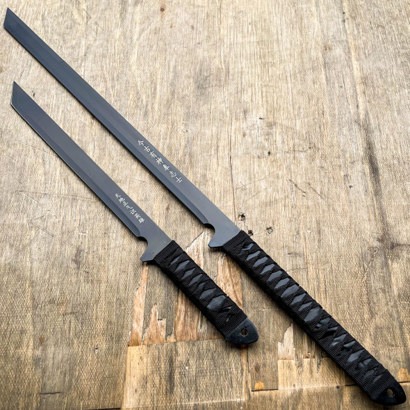 27 Black Full Tang Ninja Machete Katana Sword Zombie Tactical Survival Knife Megaknife 3238