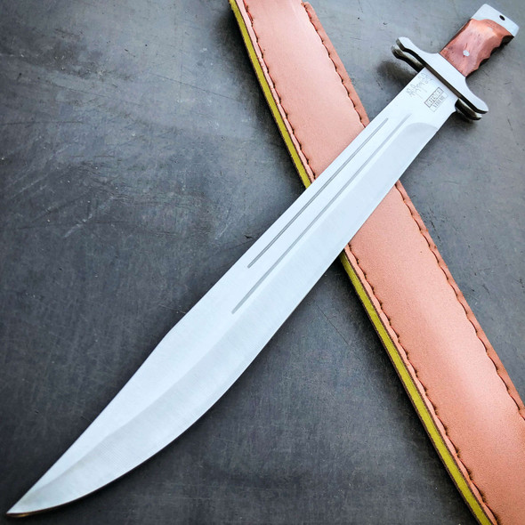 *Custom Engraving* 18" Tactical Stainless Steel Full Tang Fixed Blade Sword Machete w/ Wood Handle