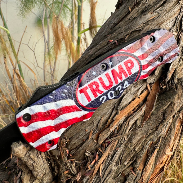 8.75" Trump 2024 American Flag OTF Pocket Knife