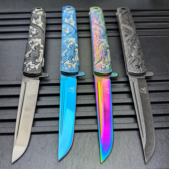 Dragon Engraved Spring Assisted Pocket Knife Dragon Engraved Spring Assisted Pocket Knife
