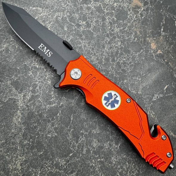 8″ EMS EMT Spring Assisted Rescue Pocket Knife
