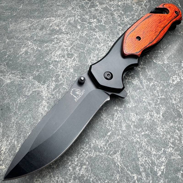 Falcon 8" Rescue Wood handle Spring Assisted Knife