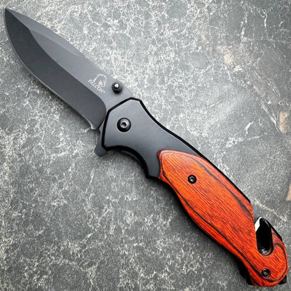 Falcon 8" Rescue Wood handle Spring Assisted Knife
