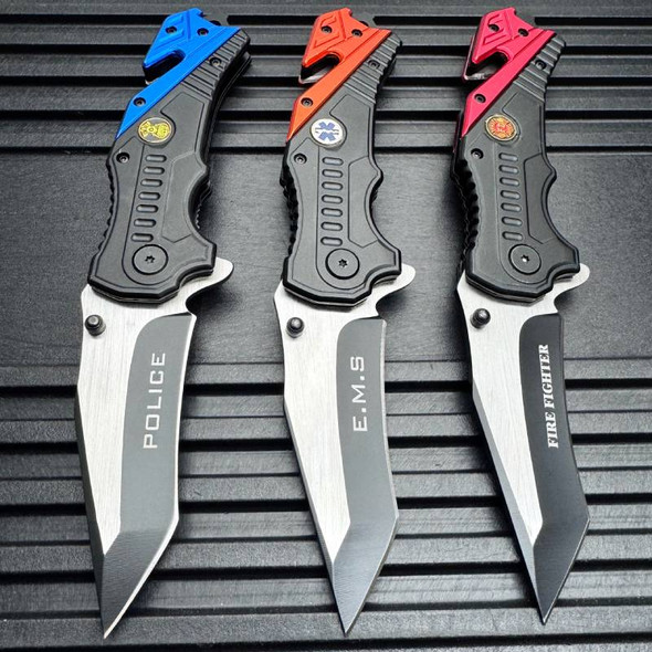  8" Rescue Pocket Knife (Firefighter, Police, EMT)