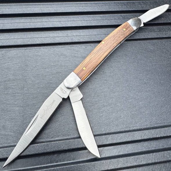 7.5" Rite Edge Wood Handle 3 Steel Blade Imperial Pocket Knife