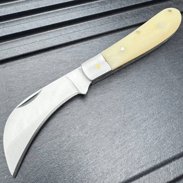 Pruning White Folding Pocket Knife with Natural Smooth Bone Handle