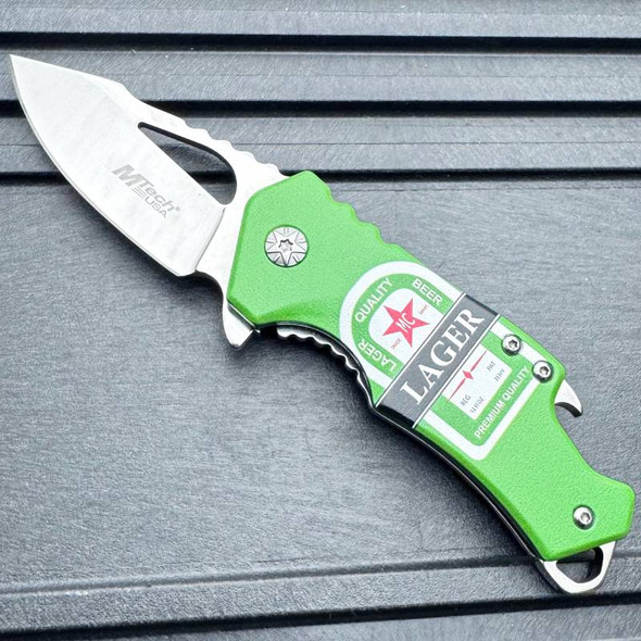 MTech Lager Beer Spring Assisted Open Folding Pocket Knife 