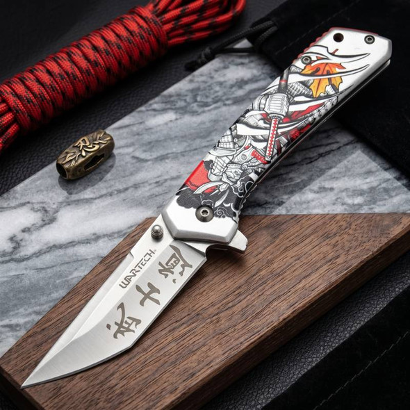 Wartech 7.75" Silver Samurai Pocket Knife