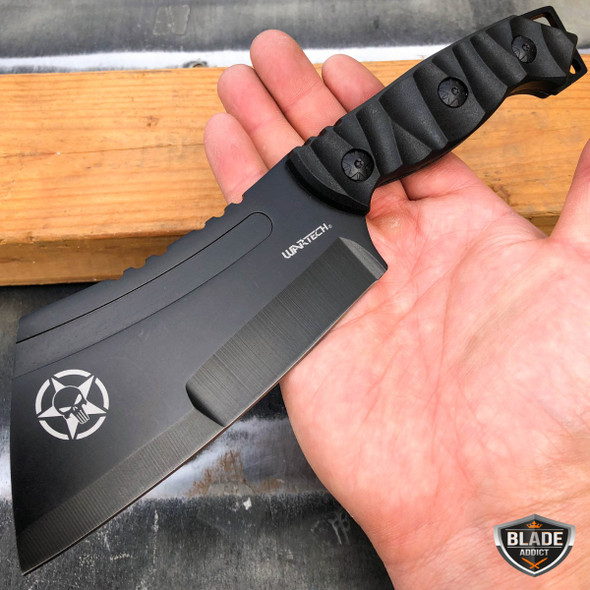 9.5" Tactical FIXED BLADE Full Tang CLEAVER Hunting Survival Knife w/ Sheath New