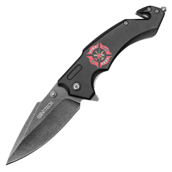 8" Wartech - Stonewashed Fire Dept Pocket Knife