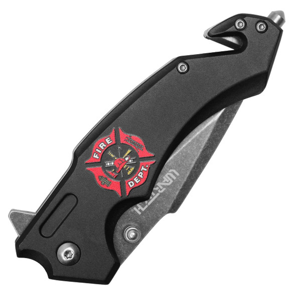 8" Wartech - Stonewashed Fire Dept Pocket Knife