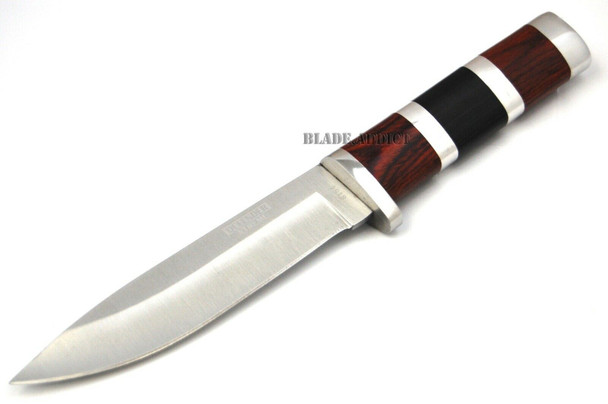 10" STAINLESS STEEL WOOD HANDLE HUNTING KNIFE Survival Skinning Bowie Camping 11