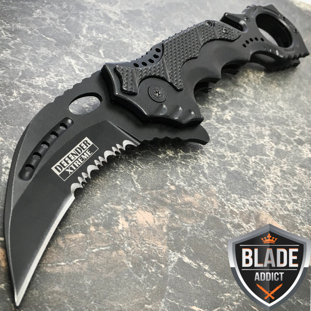 8" KARAMBIT Hawkbill Tactical Claw Spring Assisted Pocket Knife Rescue EDC