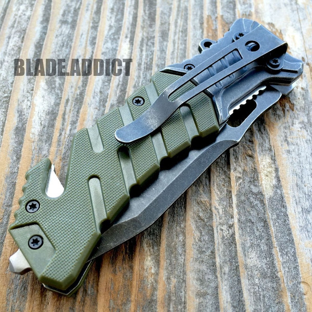 8" BALLISTIC Tactical Combat Spring Assisted Open Pocket Rescue Knife EDC G