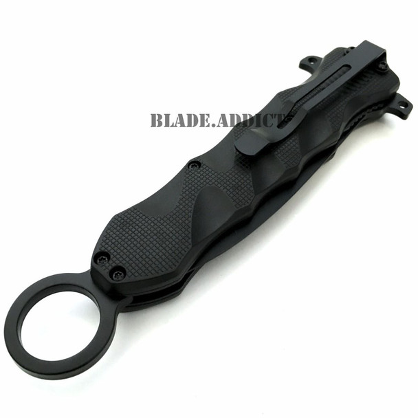 10" Black Combat Tactical Assisted Open Folding Dagger Style Pocket Knife Blade