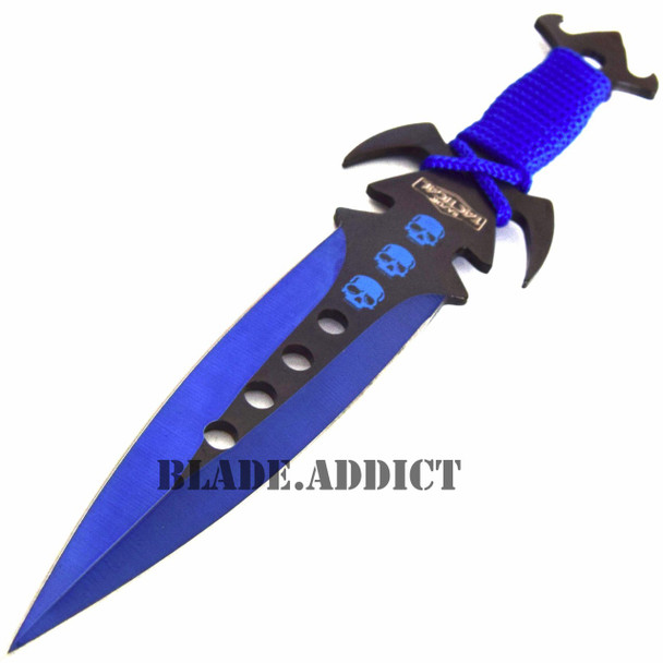 3Pc 7.5" Ninja Tactical Combat Kunai Throwing Knife Set w/Sheath BLUE Hunting