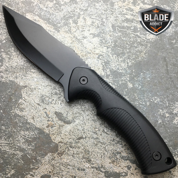 9" FULL TANG TACTICAL SURVIVAL KNIFE Hunting MILITARY BOWIE Fixed Blade RAMBO